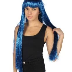 HPO Men's Adult Womens Long Tinsel Wig Collection | Party Ready Fancy Cosplay Halloween Wig | Premium Breathable Capless Cap