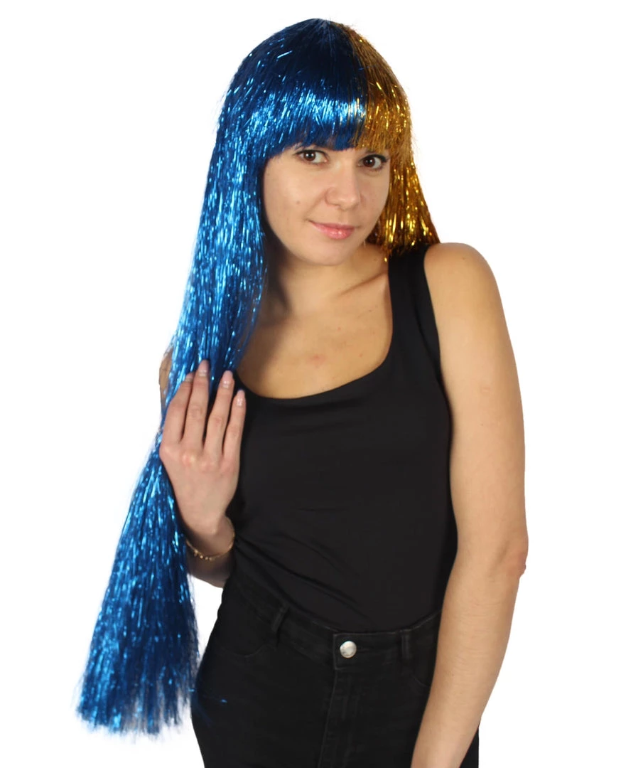 HPO Men's Adult Womens Long Tinsel Wig Collection | Party Ready Fancy Cosplay Halloween Wig | Premium Breathable Capless Cap