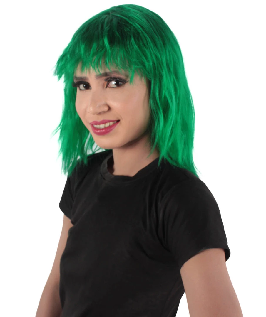 HPO Women's Shoulder Length Bangs Wavy Cosplay Wig | Multiple Color Options