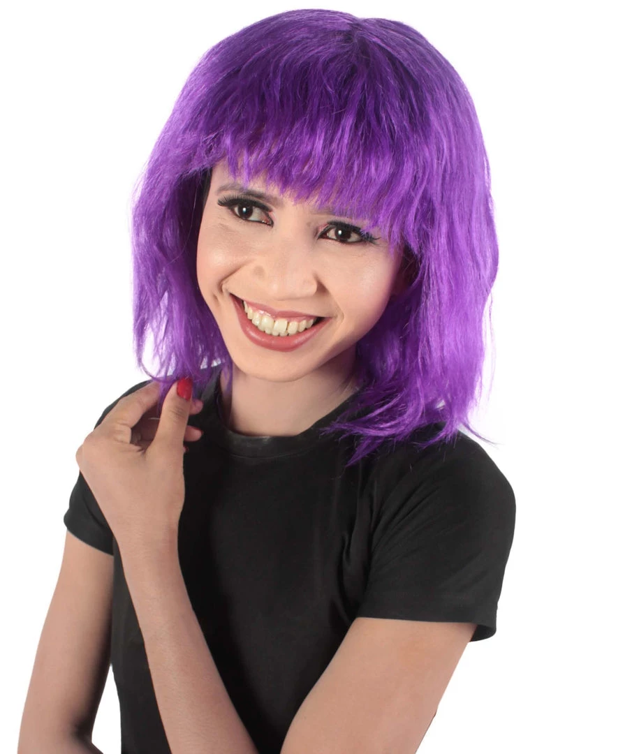 HPO Women's Shoulder Length Bangs Wavy Cosplay Wig | Multiple Color Options