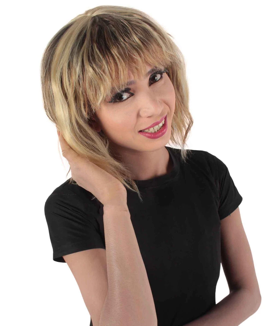 HPO Women's Shoulder Length Bangs Wavy Cosplay Wig | Multiple Color Options