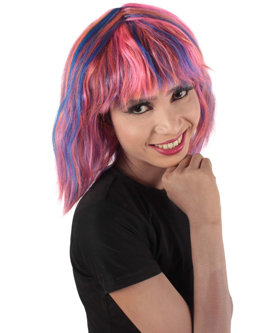 HPO Women's Shoulder Length Bangs Wavy Cosplay Wig | Multiple Color Options