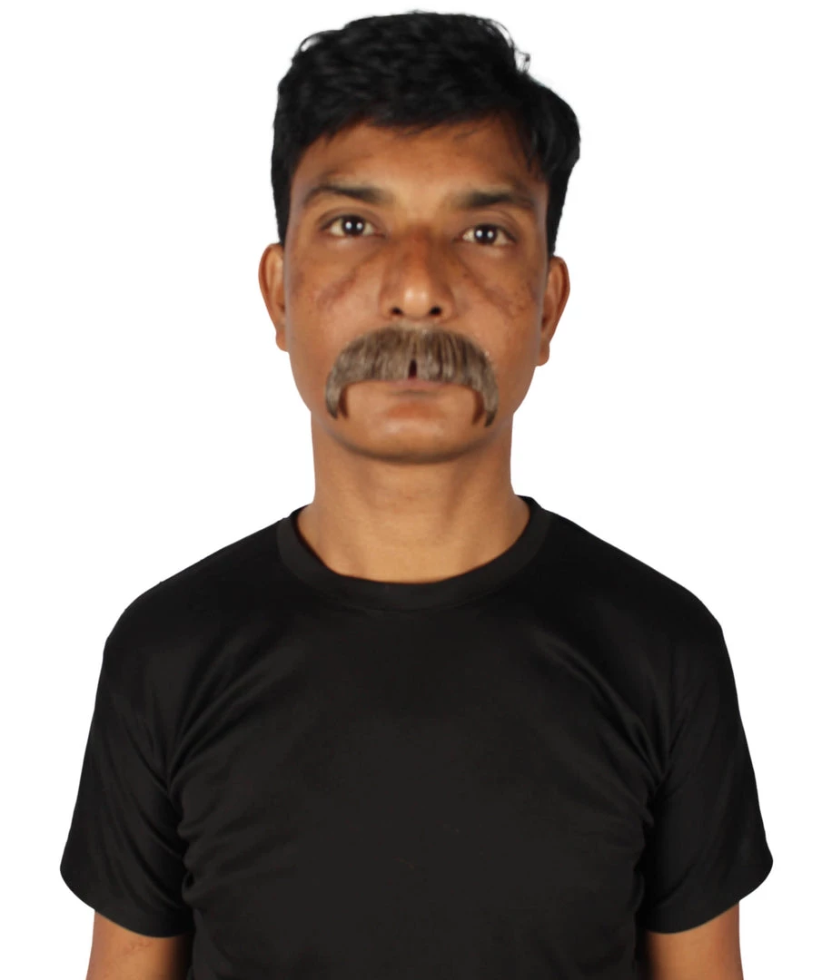 HPO Adult Men's Horseshoe Fake Human Hair Mustache | Facial Hair Multiple Colors Options