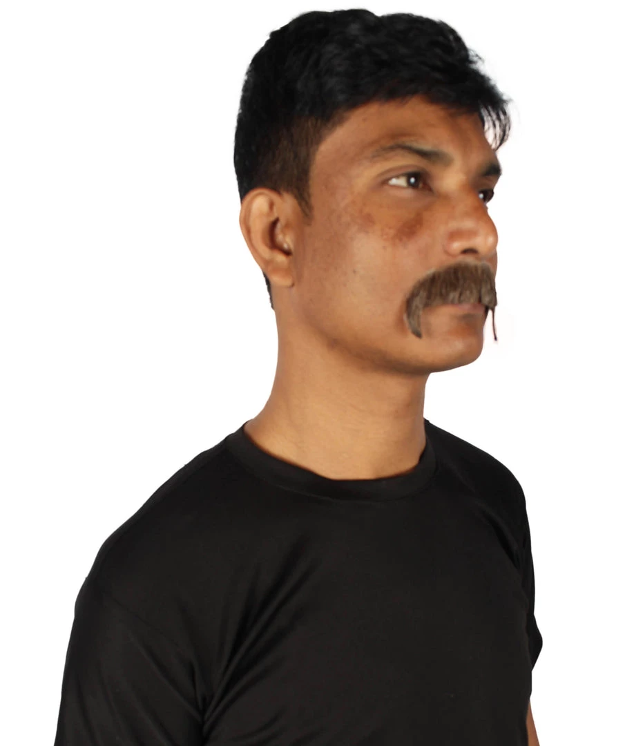 HPO Adult Men's Horseshoe Fake Human Hair Mustache | Facial Hair Multiple Colors Options