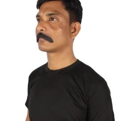 HPO Men's Borat Fake Human Hair Cowboy Mustache (Dark Black)