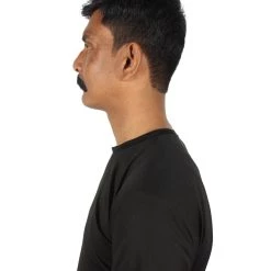 HPO Men's Borat Fake Human Hair Cowboy Mustache (Dark Black)