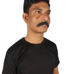 HPO Men's Borat Fake Human Hair Cowboy Mustache (Dark Black)