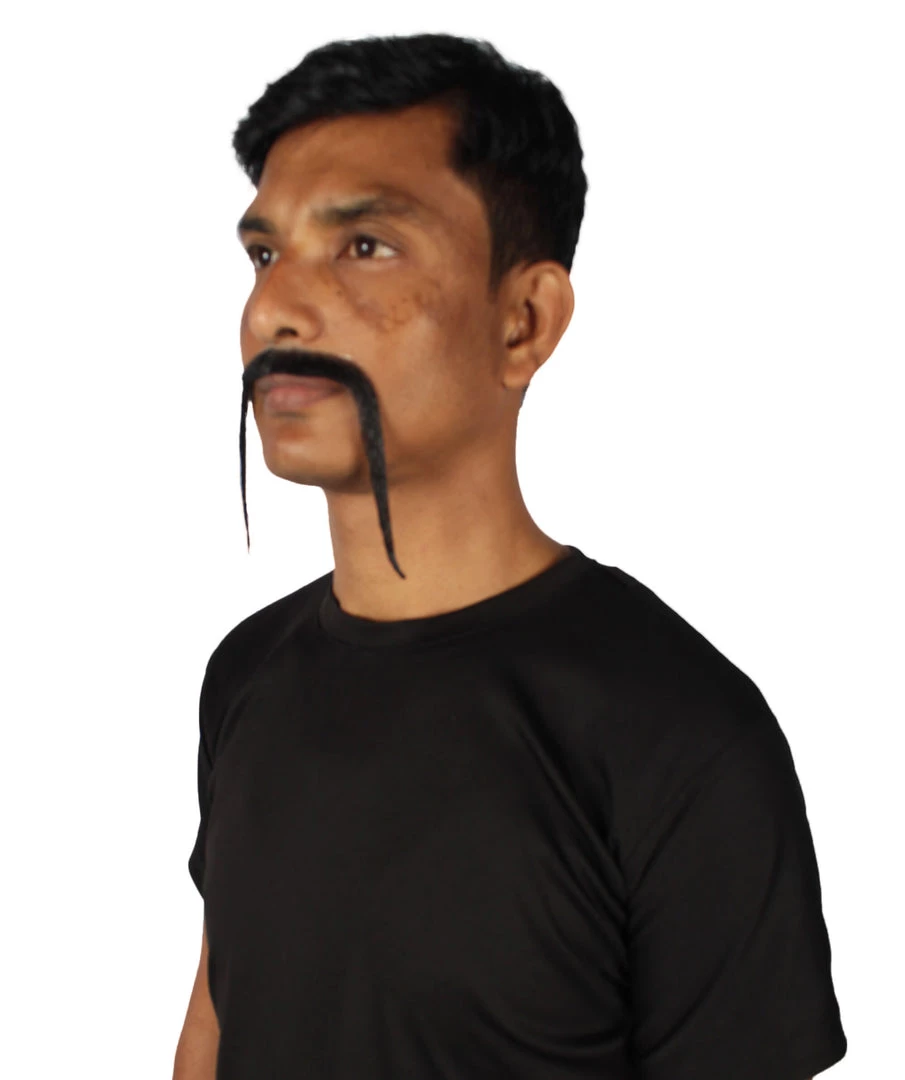 HPO Adult Men's Fu Manchu Fake Human Hair Mustache
