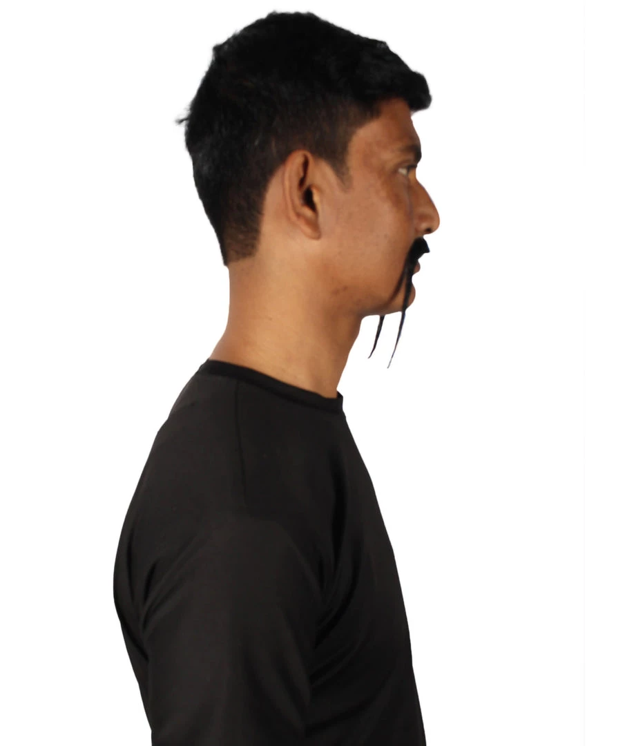 HPO Adult Men's Fu Manchu Fake Human Hair Mustache