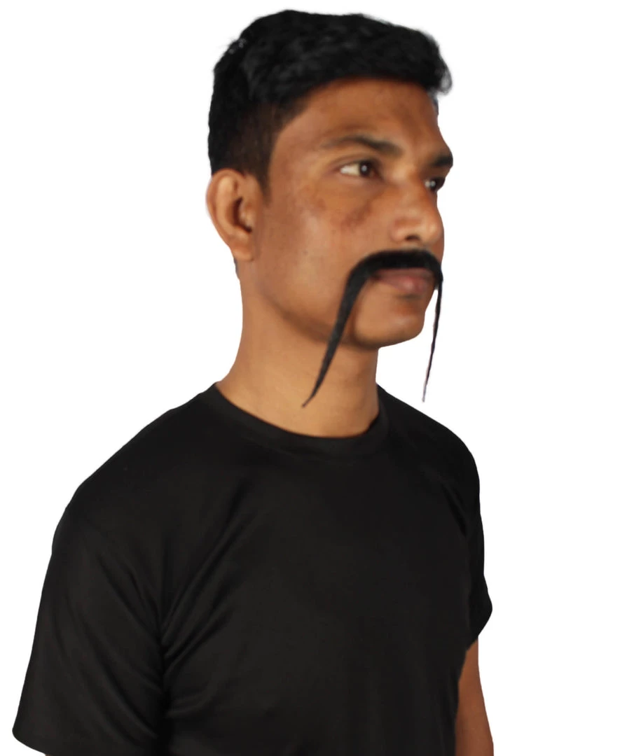 HPO Adult Men's Fu Manchu Fake Human Hair Mustache