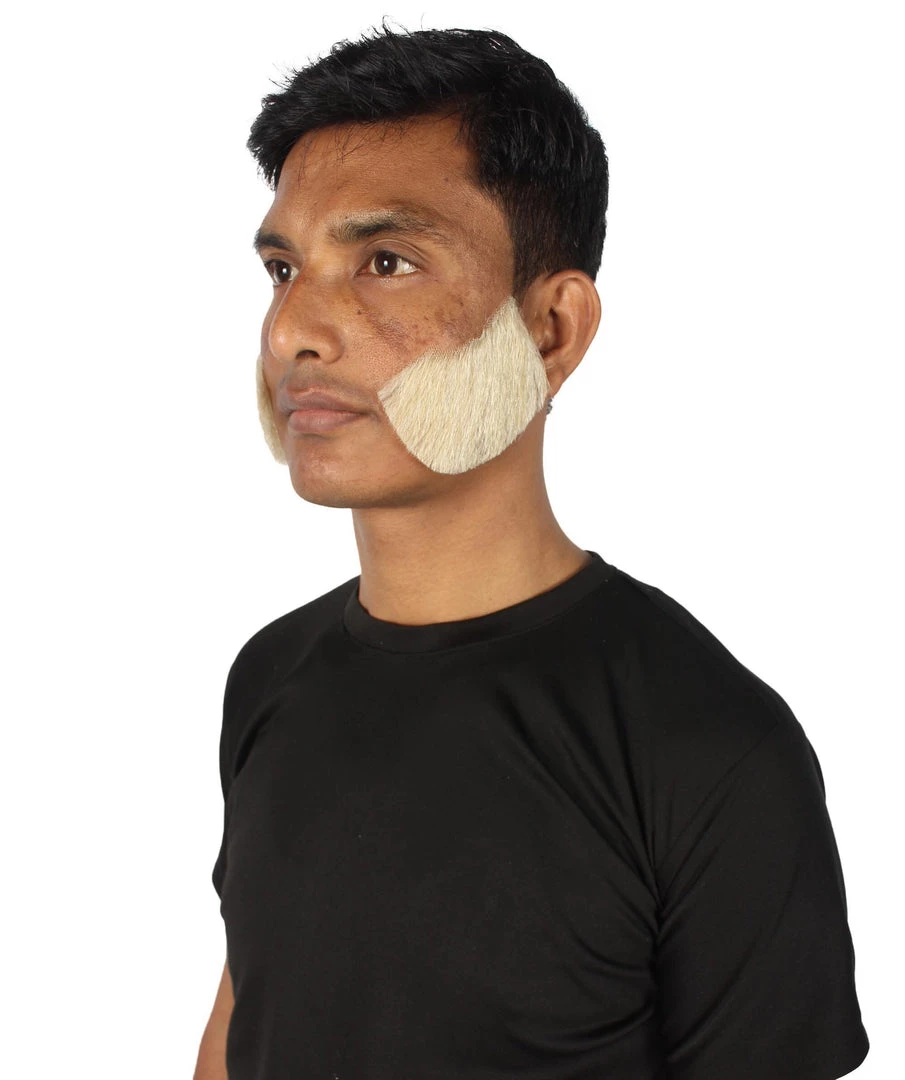 HPO Adult Men's Fake Mutton Chops Side Burns (White)
