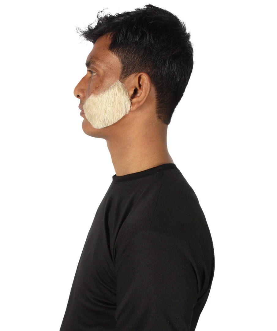 HPO Adult Men's Fake Mutton Chops Side Burns (White)