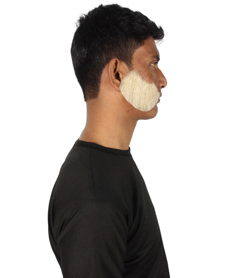HPO Adult Men's Fake Mutton Chops Side Burns (White)