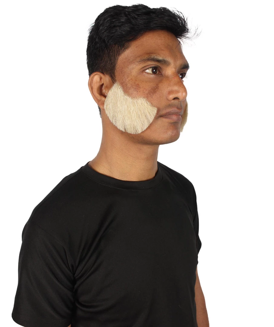 HPO Adult Men's Fake Mutton Chops Side Burns (White)