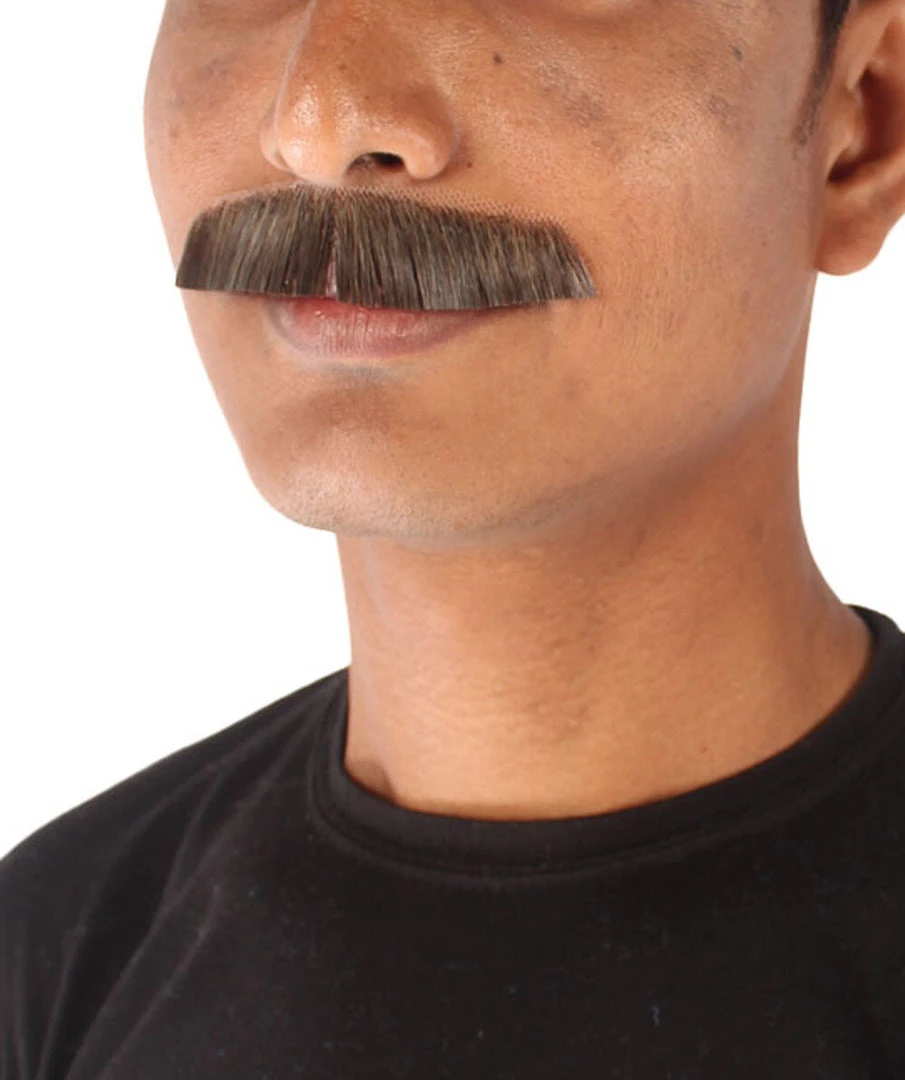 HPO Adult Men's Movie Borat Fake Human Hair Mustache | Multi Color Options