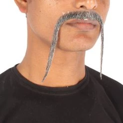 HPO Adult Men's Fu Manchu Fake Human Hair Mustache