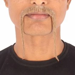 HPO Adult Men's Fu Manchu Fake Human Hair Mustache