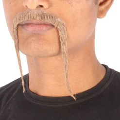 HPO Adult Men's Fu Manchu Fake Human Hair Mustache