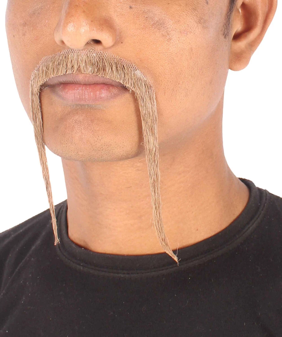 HPO Adult Men's Fu Manchu Fake Human Hair Mustache