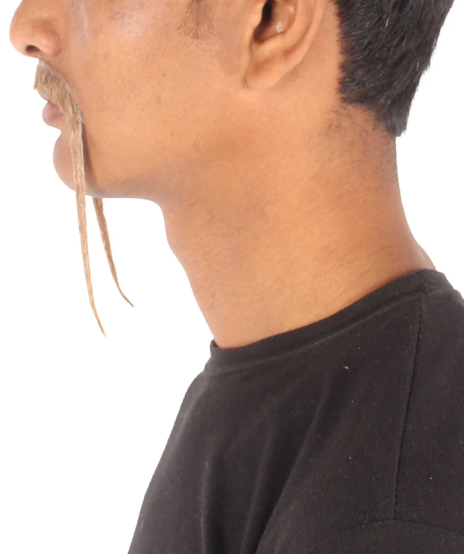 HPO Adult Men's Fu Manchu Fake Human Hair Mustache