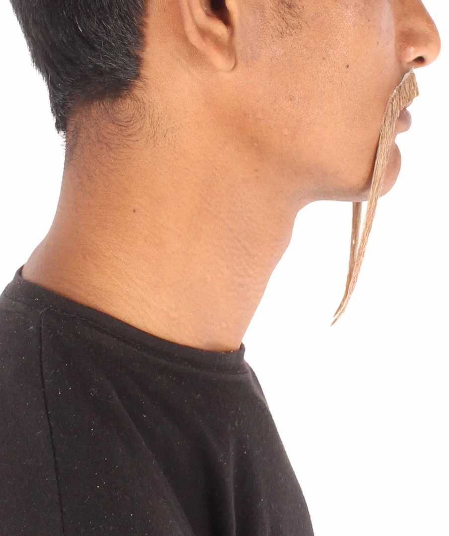 HPO Adult Men's Fu Manchu Fake Human Hair Mustache