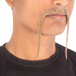 HPO Adult Men's Fu Manchu Fake Human Hair Mustache