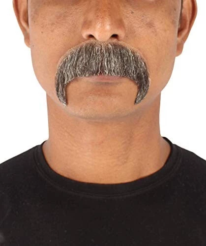 HPO Adult Men's Horseshoe Fake Human Hair Mustache | Facial Hair Multiple Colors Options