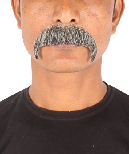 HPO Adult Men's Horseshoe Fake Human Hair Mustache | Facial Hair Multiple Colors Options
