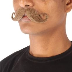HPO Men's Human Hair Mustache Cosplay Facial Hair