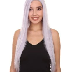 Adult Women's 29" Inch Long Length Straight 360 Lace Front Natural Platinum Silver Hairline Beauty Wig, 100% Heat Resistant Fibers, Perfect For Your Everyday Wear And Styling To Your Expectations! | Nunique