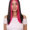 Adult Women's 18" Inch Long Length Straight 4x4 Lace Front Red Highlights Black Natural Hairline Wig, 100% Heat Resistant Fibers, Perfect For Your Everyday Wear And Styling To Your Expectations! | Nunique
