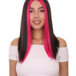 Adult Women's 18" Inch Long Length Straight 4x4 Lace Front Red Highlights Black Natural Hairline Wig, 100% Heat Resistant Fibers, Perfect For Your Everyday Wear And Styling To Your Expectations! | Nunique