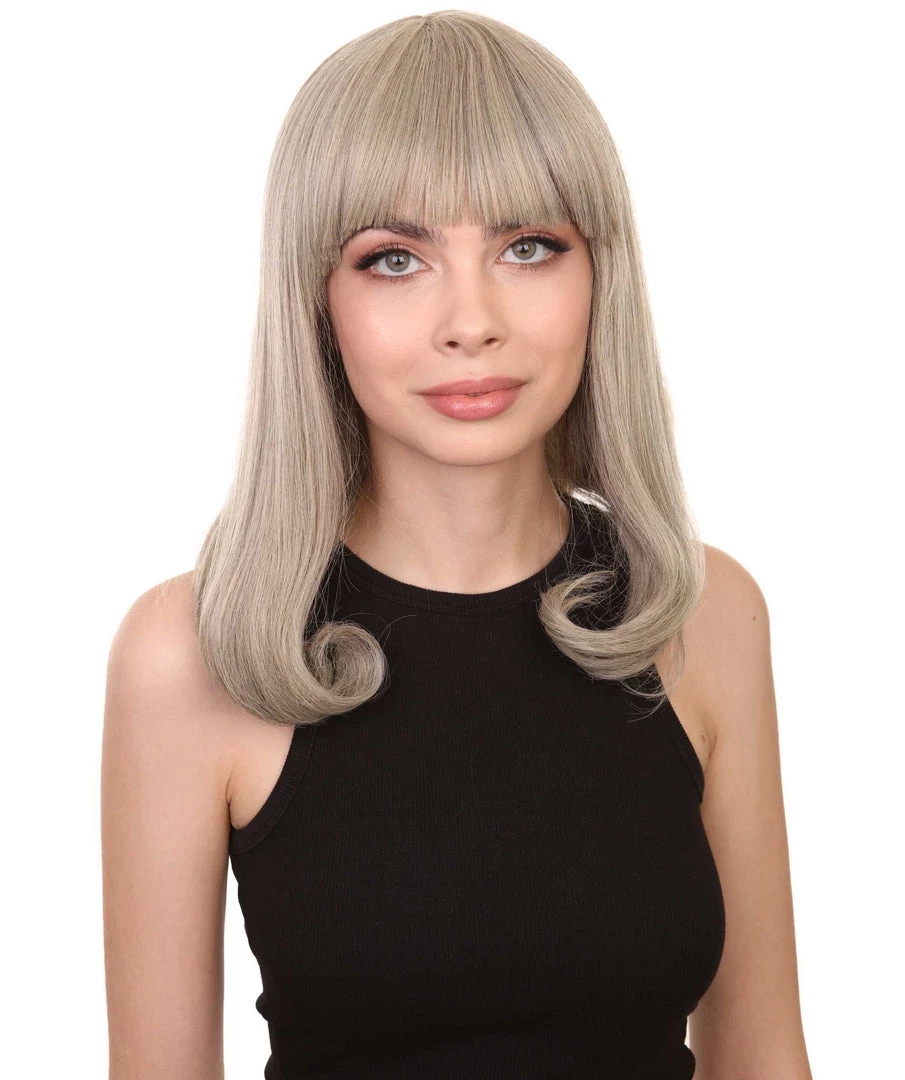 Adult Women's 12" Inch Medium Length Straight Side/Back Lace Natural Blonde Bangs Hairline Beauty Wig, 100% Heat Resistant Fibers, Perfect For Your Everyday Wear And Styling To Your Expectations! | Nunique
