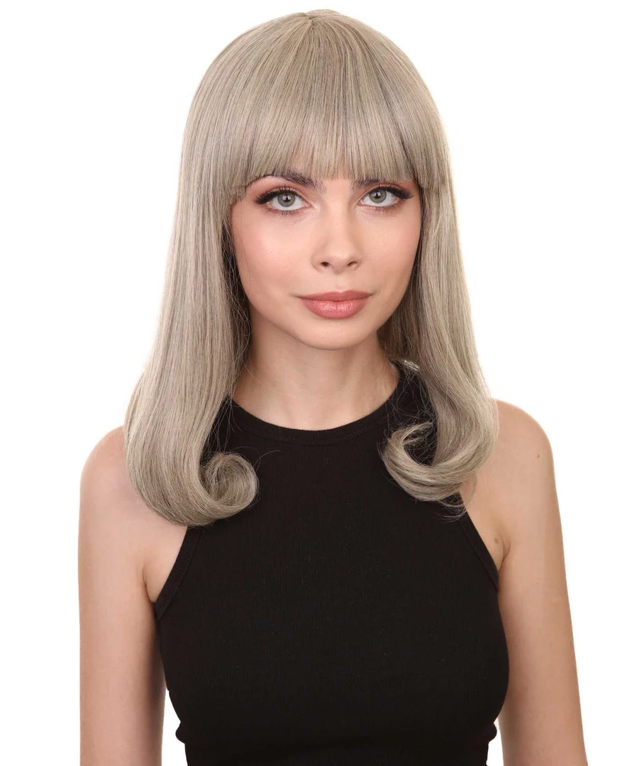 Adult Women's 12" Inch Medium Length Straight Side/Back Lace Natural Blonde Bangs Hairline Beauty Wig, 100% Heat Resistant Fibers, Perfect For Your Everyday Wear And Styling To Your Expectations! | Nunique