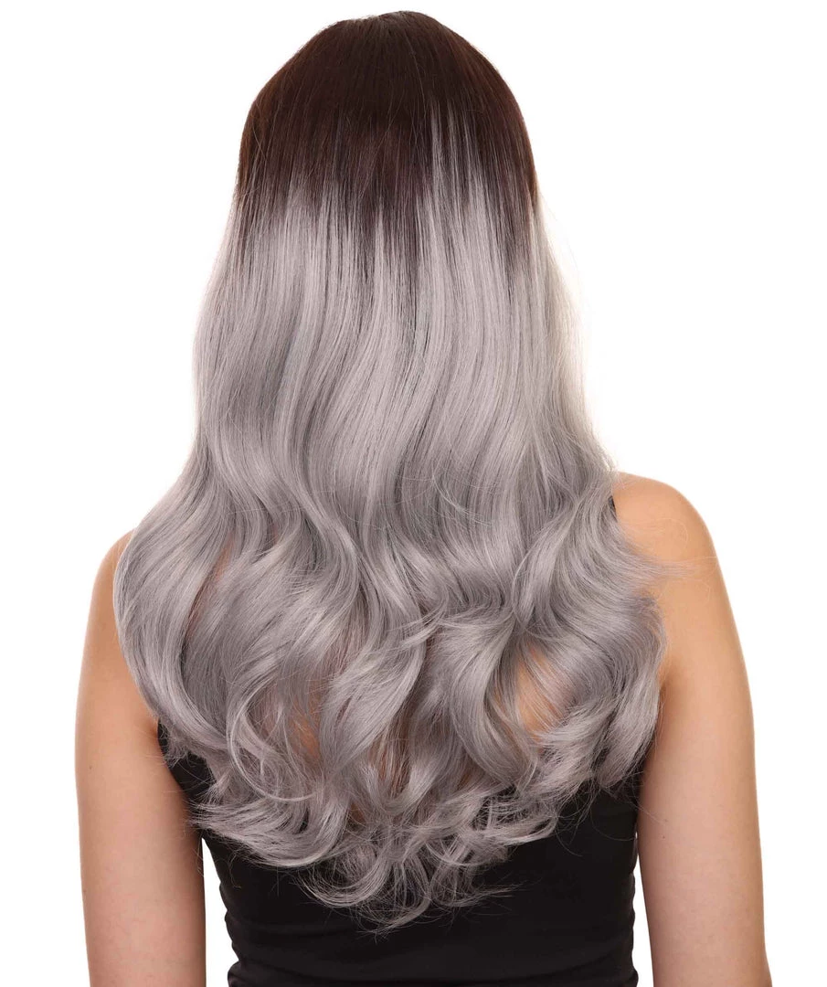 Adult Women's 22" Inch Long Length Wavy 1/4x13 Lace Natural Brown Grey Hairline Icon Beauty Wig, 100% Heat Resistant Fibers, Perfect For Your Everyday Wear And Styling To Your Expectations! | Nunique