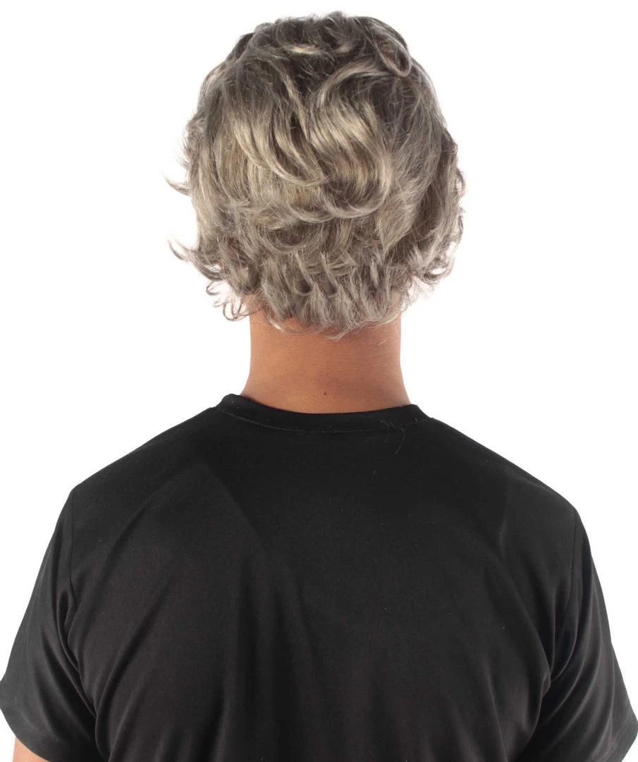 Adult Men's 10" Inch Short Length Halloween Cosplay Wise Old Man Grandpa Sinner Costume Wig, Synthetic Fiber Hair With Beard And Mustache, | HPO