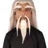 Adult Man's 24" Inch Long Length Halloween Cosplay Anime Animated Master Of Combat Video Game Character Wig, Synthetic Fiber Hair With Eye Brows, Beard And Mustache, | HPO Men's Wigs