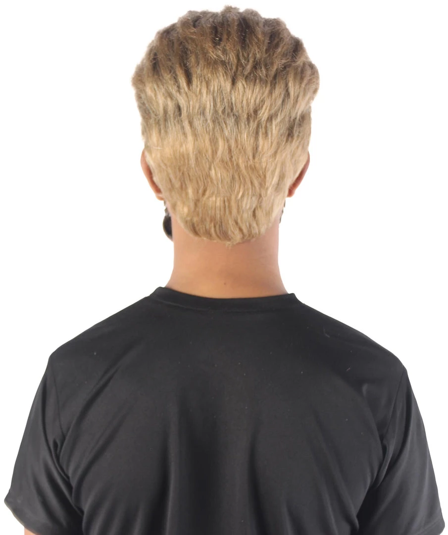 Adult Men's 10" Inch Short Length Straight Halloween Cosplay Pyromaniac Beach Bum Flicker Character Costume Wig, Synthetic Soft Fiber Hair With Black Beard | HPO