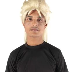 Adult Men's 21" Inch Long Length Spiked Halloween Cosplay Animated Fighter Dio Blonde Wig, Synthetic Soft Fiber Hair, Perfect For Your Next Convention And Group Anime Party! | HPO
