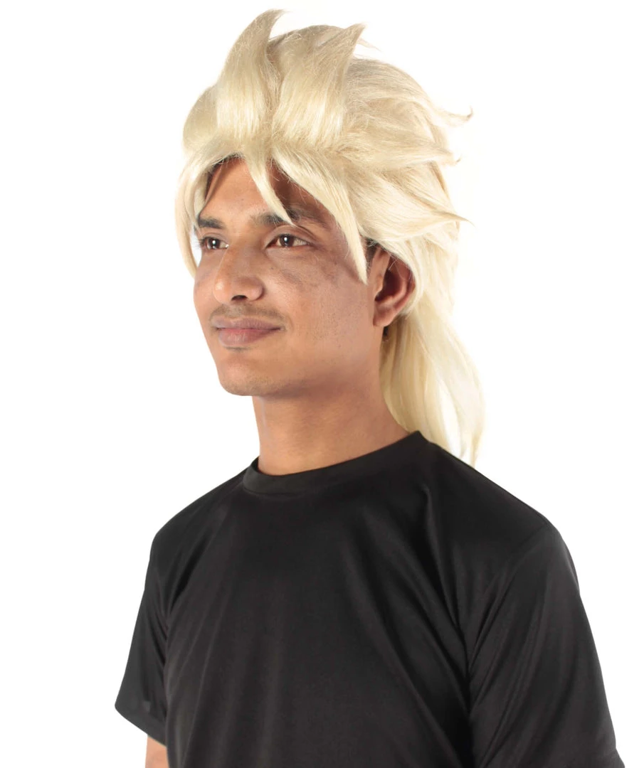 Adult Men's 21" Inch Long Length Spiked Halloween Cosplay Animated Fighter Dio Blonde Wig, Synthetic Soft Fiber Hair, Perfect For Your Next Convention And Group Anime Party! | HPO