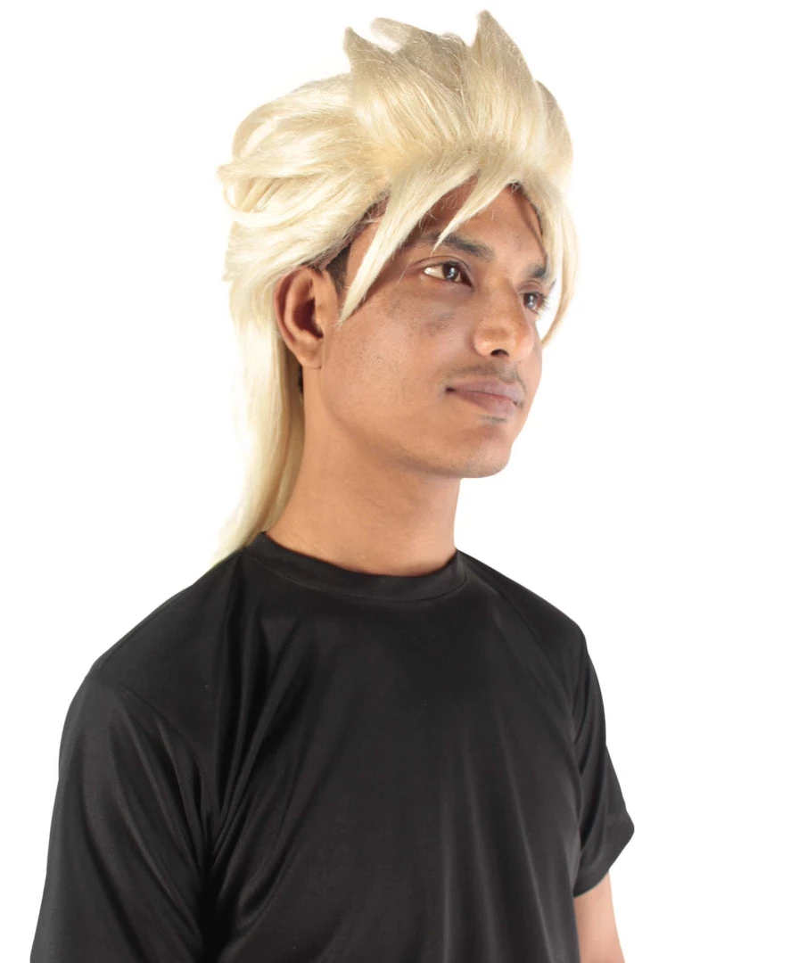 Adult Men's 21" Inch Long Length Spiked Halloween Cosplay Animated Fighter Dio Blonde Wig, Synthetic Soft Fiber Hair, Perfect For Your Next Convention And Group Anime Party! | HPO