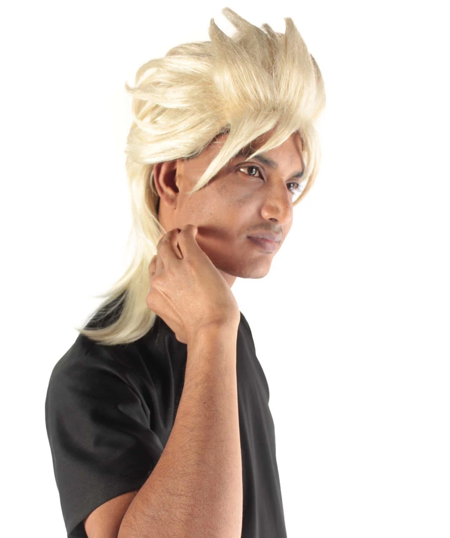 Adult Men's 21" Inch Long Length Spiked Halloween Cosplay Animated Fighter Dio Blonde Wig, Synthetic Soft Fiber Hair, Perfect For Your Next Convention And Group Anime Party! | HPO