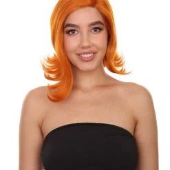 Adult Women's 11" Inch Medium Length Straight C-Part Lace Natural Orange Chess Character Beauty Wig, 100% Heat Resistant Fibers, Perfect For Your Everyday Wear And Styling To Your Expectations! | Nunique