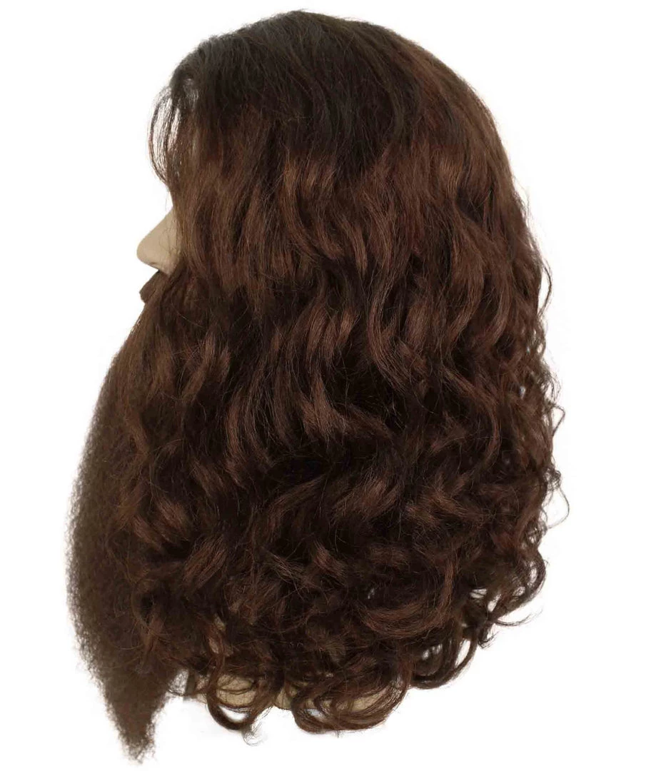 Adult Men's 19" Inch Long Length Halloween Brown Magical Giant Costume Wig With Beard, Synthetic Soft Fiber Hair, Perfect For Your Next Festival And Group Cosplay Party! | HPO