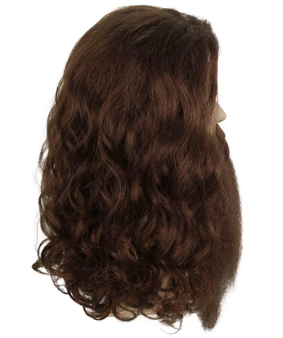 Adult Men's 19" Inch Long Length Halloween Brown Magical Giant Costume Wig With Beard, Synthetic Soft Fiber Hair, Perfect For Your Next Festival And Group Cosplay Party! | HPO