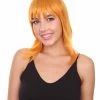 Nunique Adult Women's 17" Inch Long Length Halloween Cosplay Orange Pop Singer Mullet Wig, Synthetic Soft Fiber Hair, Perfect For Your Next Festival And Group Anime Party! | Nunique