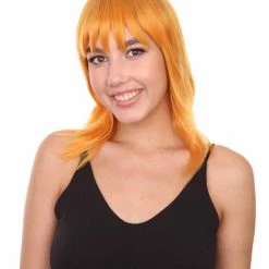 Nunique Adult Women's 17" Inch Long Length Halloween Cosplay Orange Pop Singer Mullet Wig, Synthetic Soft Fiber Hair, Perfect For Your Next Festival And Group Anime Party! | Nunique