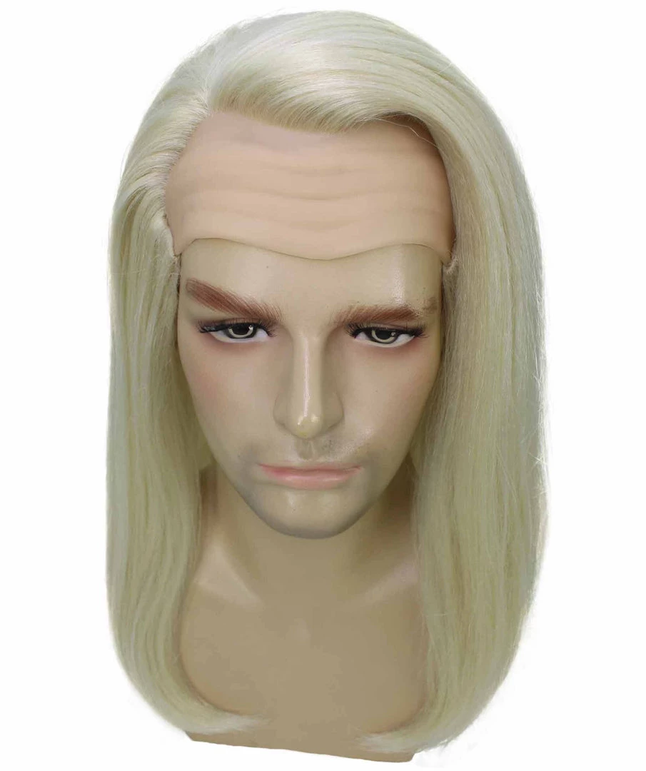 HPO Petty Dark Wizard Dad | Slick Side Parted White Hair With Fake Forehead | Premium Halloween Wig