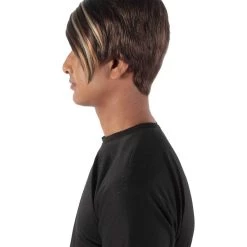 HPO Adult Men's Light Brown Dark Blonde Highlights Stefon Wig With Sideburns