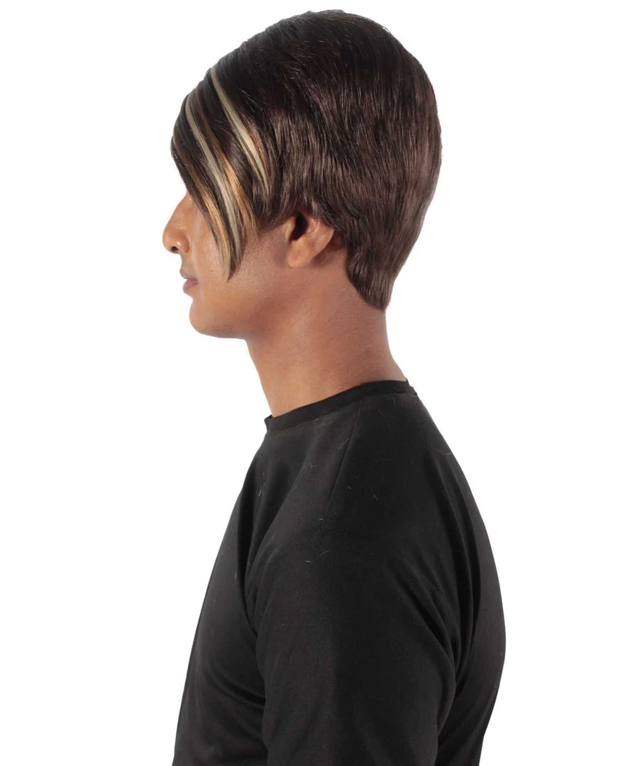 HPO Adult Men's Light Brown Dark Blonde Highlights Stefon Wig With Sideburns